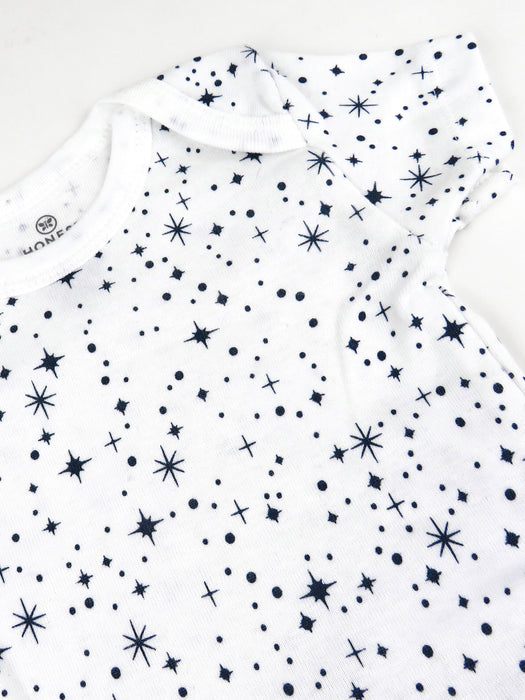 Honest Baby Clothing 5-Pack Organic Cotton Short Sleeve Bodysuits, Twinkle Star Navy