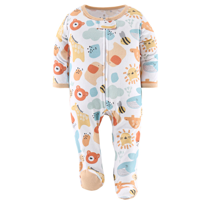 The Peanutshell Sunshine Neutral Footed Baby Sleepers for Boys or Girls 3-Pack 0-3 Months