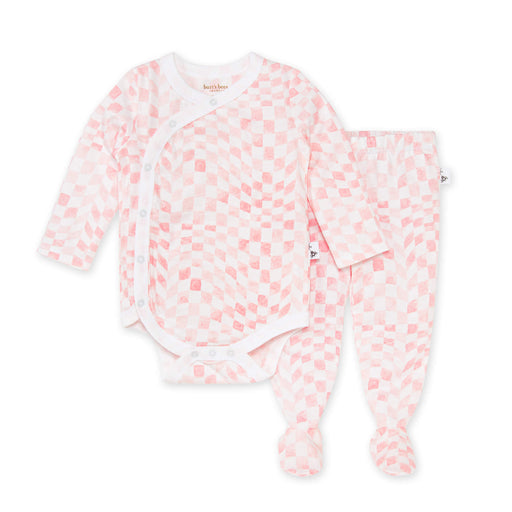 Burt's Bees Wavy Check Wrap Front Bodysuit & Footed Pant Set