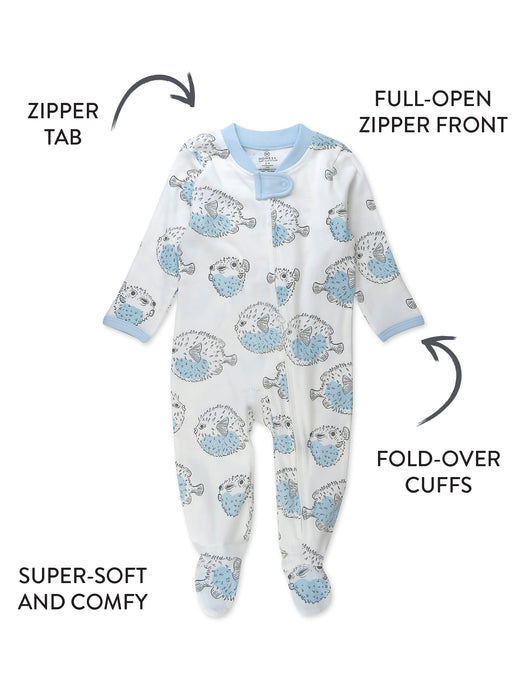 Honest Baby Clothing Organic Cotton Sleep & Play, Blow Fish
