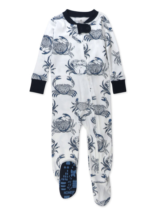 Honest Baby Clothing Organic Cotton Snug-Fit Footed Pajama, Crabs