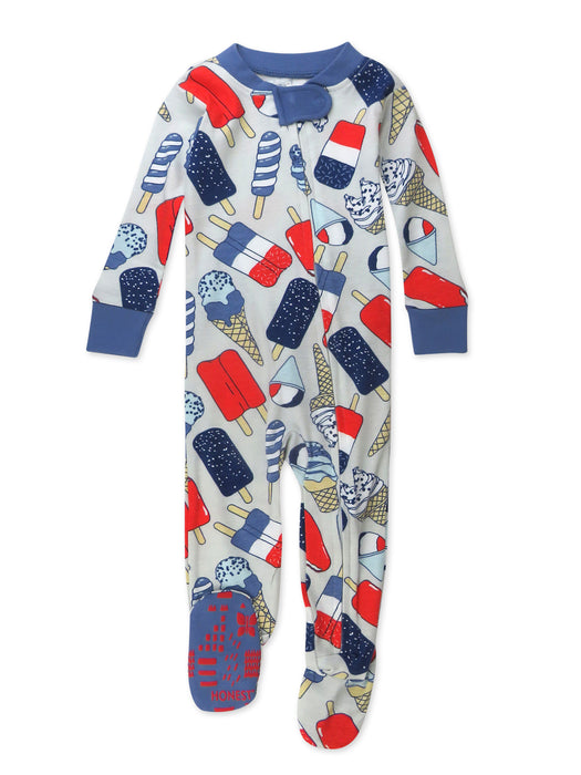 Honest Baby Clothing Organic Cotton Snug-Fit Footed Pajama, Ice Cream
