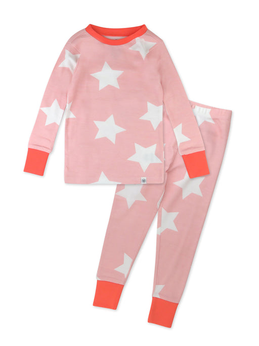 Honest Baby Clothing 2-Piece Organic Cotton Pajama, Jumbo Star Pink