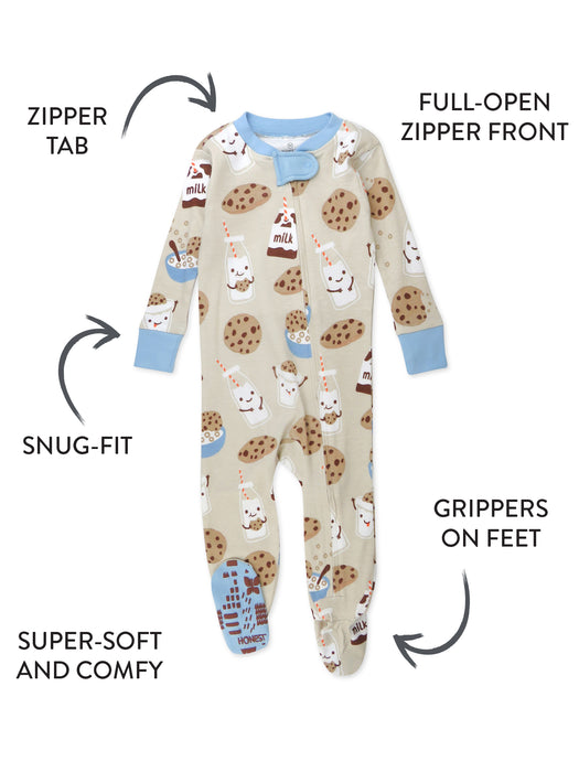 Honest Baby Clothing Organic Cotton Snug-Fit Footed Pajama, Milk N Cookies