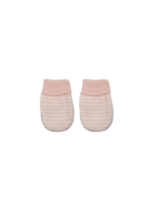 NYGB Knit Heart and Stripe Scratch Mitten 2 Pack Newborn - Petal Pink