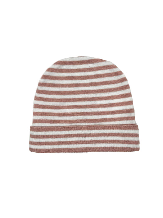 NYGB Trimmed Bow and Stripe Knit Hats in Ivory/Pink
