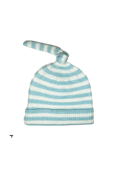 NYGB Preemie 2-Pack Striped Top Knot and Solid Knit Hats in Pastel Blue