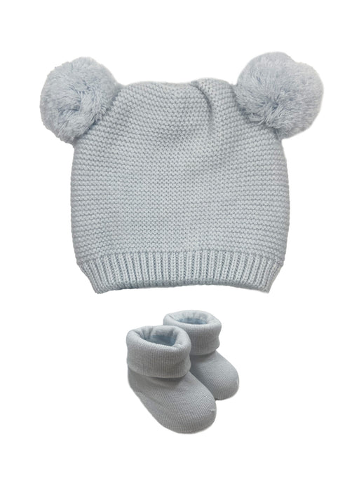 NYGB Double Pom Hat and Bootie Set in Cloud