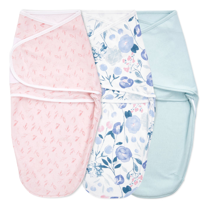 aden + anais Essential Cotton Easy Swaddle Wrap 3 pack Flowers Bloom Pink