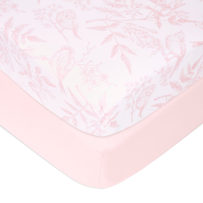 aden + anais Cotton Poplin Crib Sheets 2 pack Flowers Bloom Pink