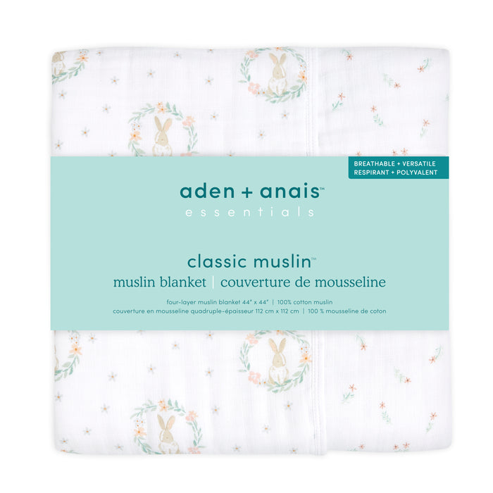 aden + anais Essentials Muslin Blanket Blushing Bunnies Pink