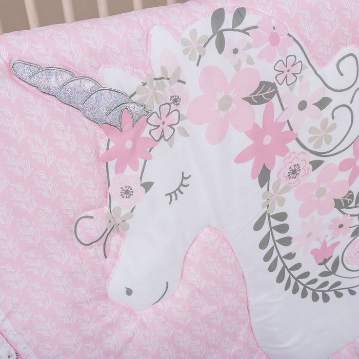 Sammy & Lou Unicorn Floral 4 Piece Crib Bedding Set