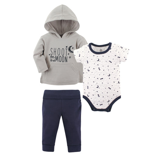 Yoga Sprout Baby Boy Cotton Hoodie, Bodysuit and Pant, Moon