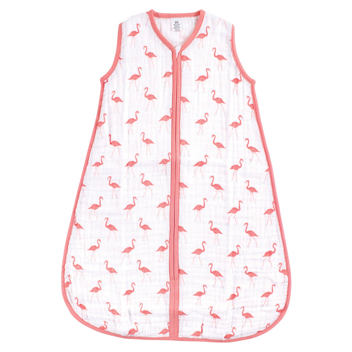 Yoga Sprout Baby Girl Sleeveless Muslin Cotton Sleeping Sack, Blanket, Flamingo