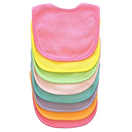 Neat Solutions Girls 8 Pack Solid Multi Terry Feeder Bibs