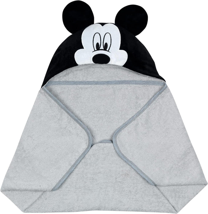 Lambs & Ivy Disney Baby Mickey Mouse Gray Hooded Baby Bath Towel