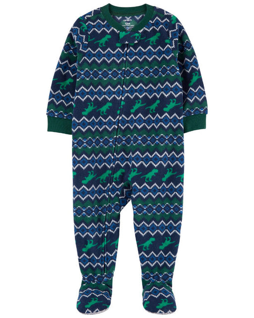 Carter's Dinosaur Fairisle Fleece Footie Pajamas-Blue