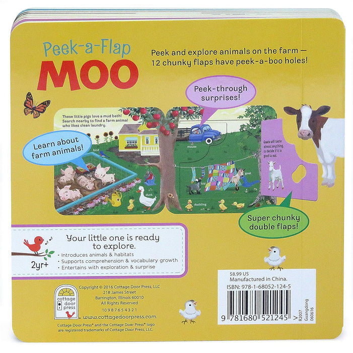 Moo: Peek-a-Flap Children's Board Book by Jaye Garnett