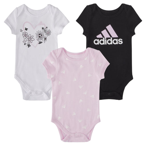 Adidas 3 Piece Bodysuit , Pink, Black and White Floral