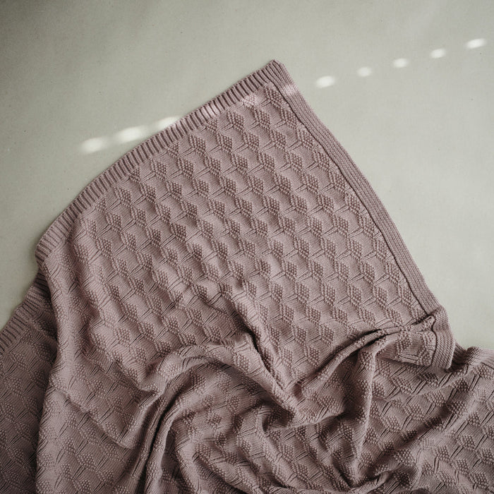 Mushie Knitted Honeycomb Baby Blanket (Desert Rose)