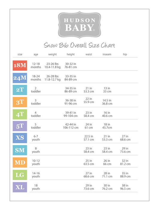 Hudson Baby Gender Neutral Snow Bib Overalls, Black