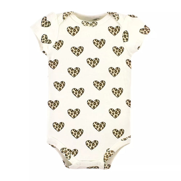 Hudson Baby Cotton Bodysuits, Leopard Hearts 5 Pack
