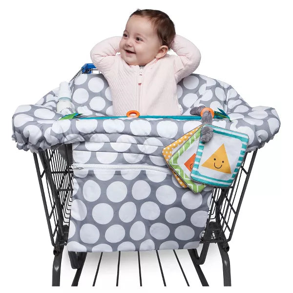 Boppy Preferred Shopping Cart and Restaurant High Chair Cover, Gray Jumbo Dots