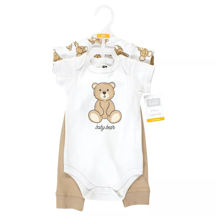 Hudson Baby Cotton Bodysuit and Pant Set, Teddy Bears