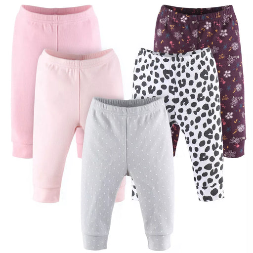 The Peanutshell Baby Girl Pants Set 5 Pack Polka Dots and Floral Print