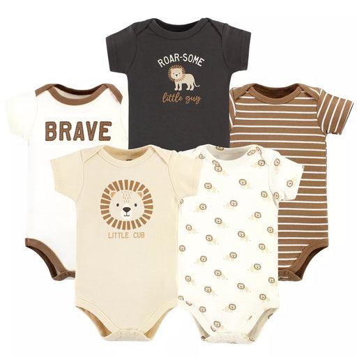 Hudson Baby Cotton Bodysuits, Brave Lion 5 Pack