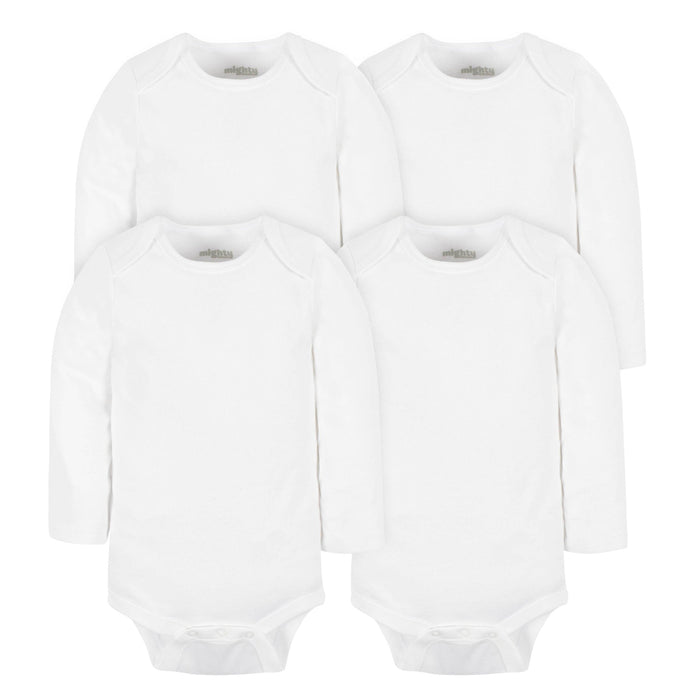 Mighty Goods 4-Pack Baby Neutral White Long Sleeve Bodysuits