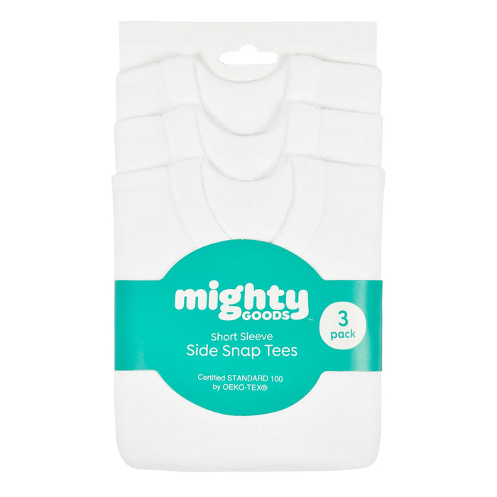 Mighty Goods 3-Pack Baby Neutral White Short Sleeve Side Snap Tee