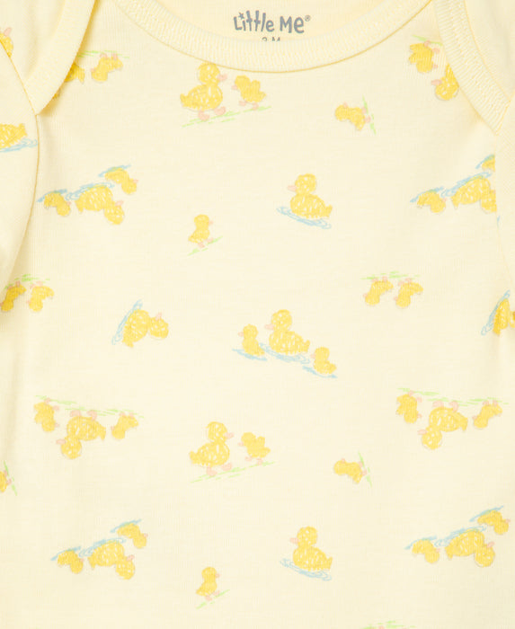 Little Me Ducks 3 Pack Bodysuits - Yellow