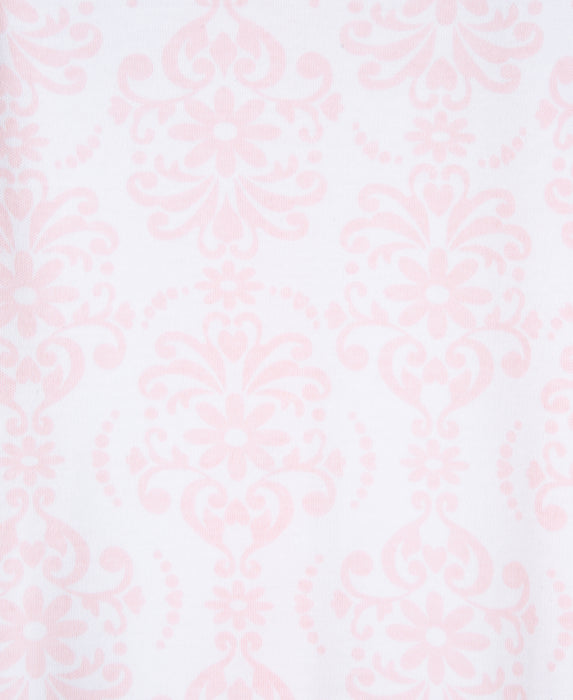 Little Me Damask Scroll Footie with Hat - Pink