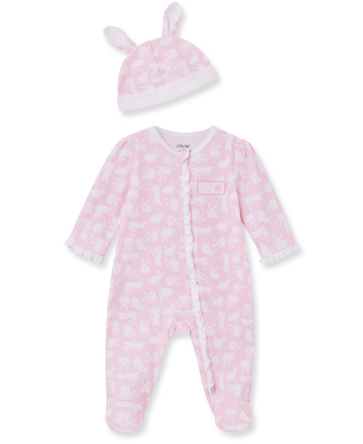 Little Me Pink Bunny Footie with Hat