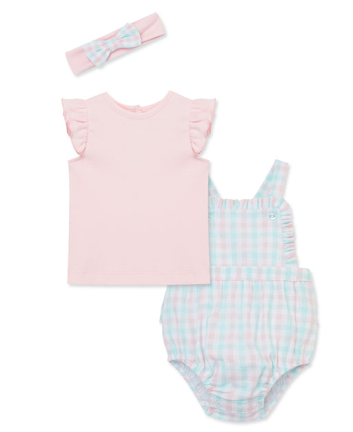 Little Me White/Pink Check Bubble with Headband