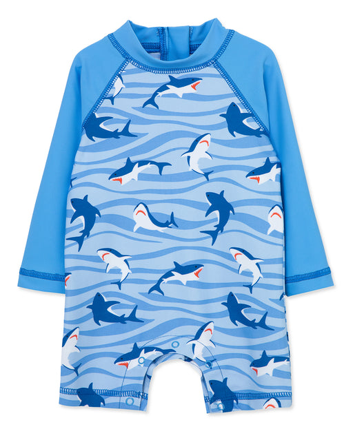 Little Me Blue Shark Rashguard Suit
