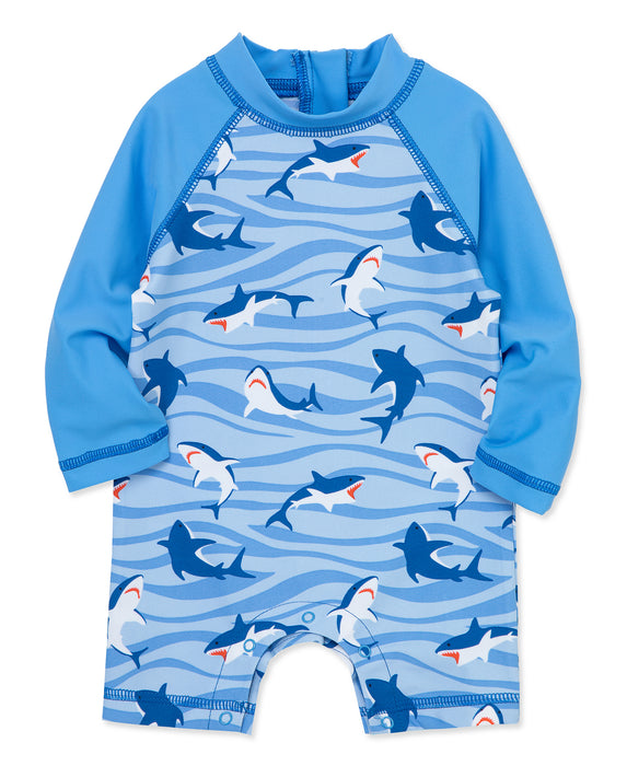 Little Me Blue Shark Rashguard Suit