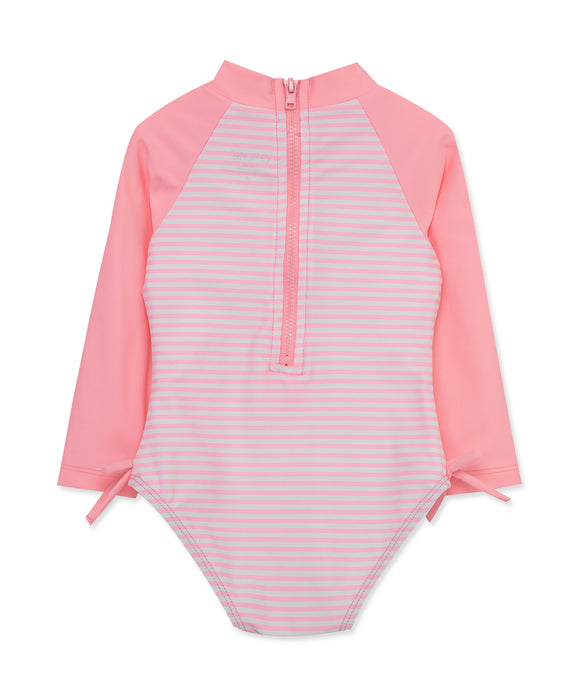 Little Me Pink Parrot Rashguard Swimsuit