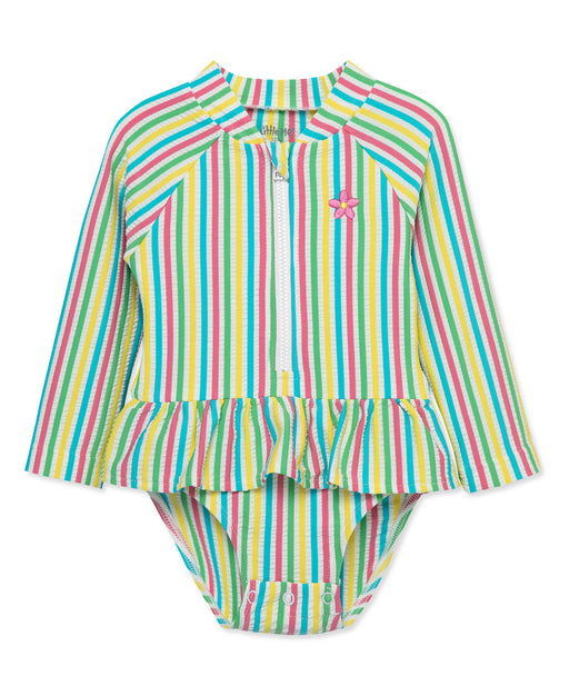 Little Me Multi Stripe Rashguard Swimsuit