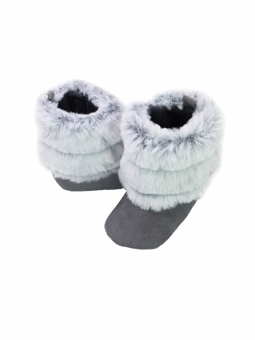 Stepping Stones First Steps Faux Fur Boots in Gray/White Ombre