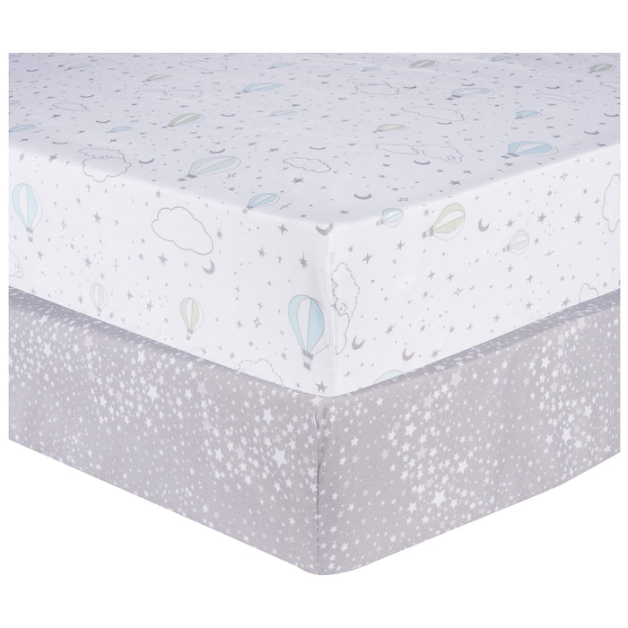 Sammy & Lou Starry Dreams 2-Pack Microfiber Fitted Crib Sheet Set