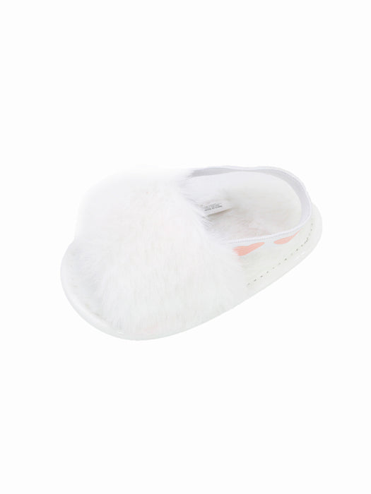 Stepping Stones First Steps Faux Fur Slide in White