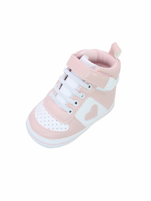 Stepping Stones First Steps Textured Sneaker in White/Pink