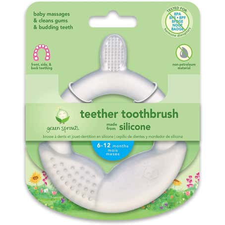 Green Sprouts Teether Toothbrush made from Silicone-Clear-6/12mo
