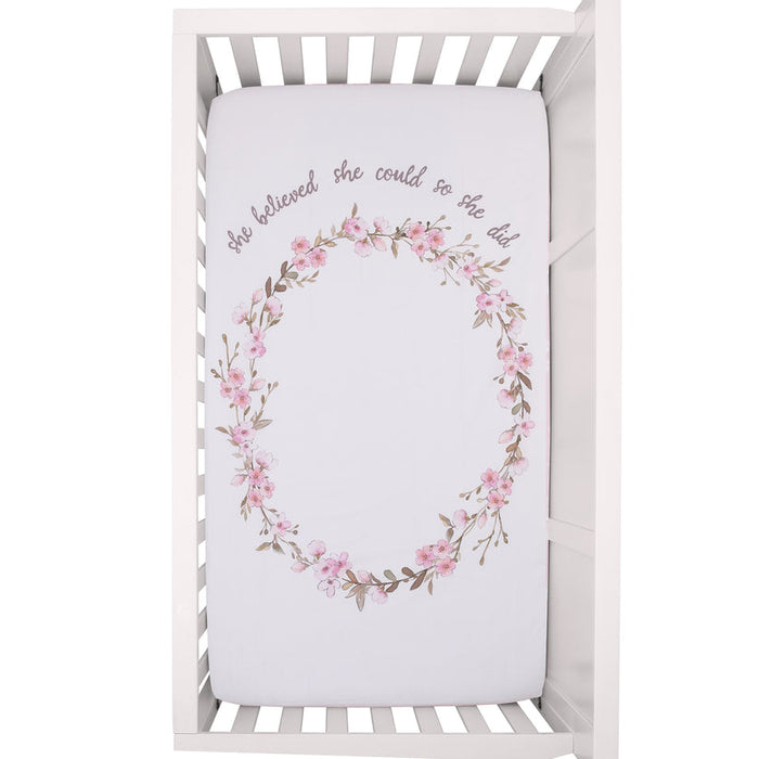 Ever & Ever Flower Fairy She Believed She Could So She Did Fitted Crib Sheet