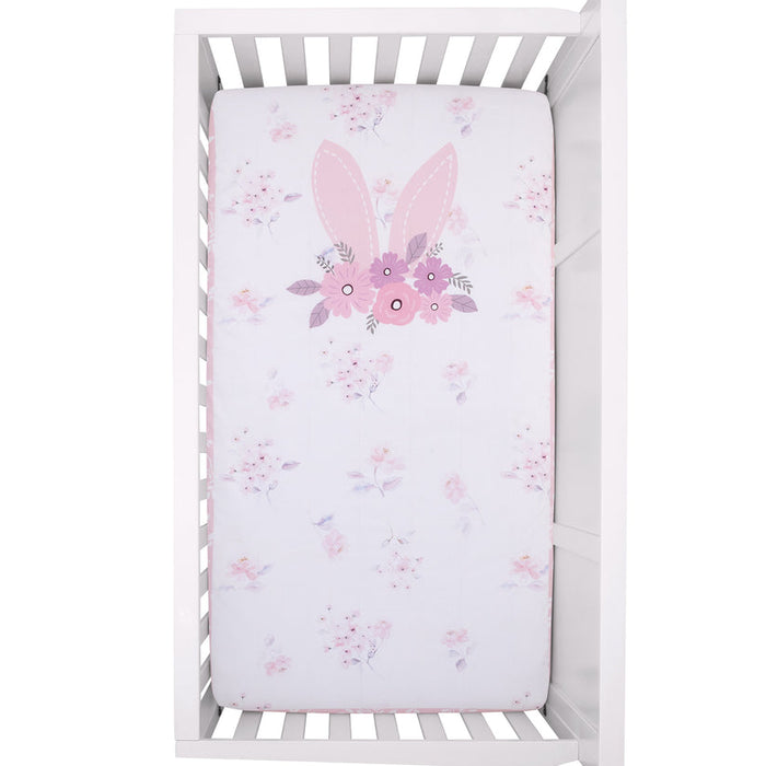 Ever & Ever Flower Bunny Fitted Crib Sheet
