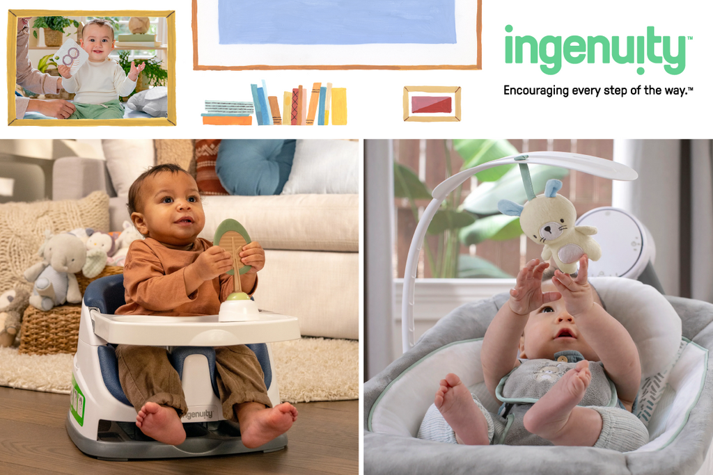 Ingenuity Baby Base 2-in-1 Booster Feeding and Floor Seat with Self-Storing  Tray - Peony