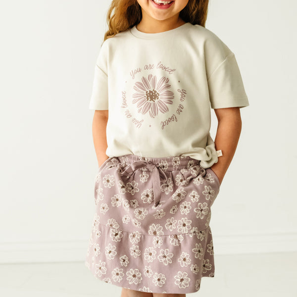 Makemake Organics Organic Girls Tee and Skort Outfit - Daisies