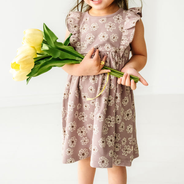 Makemake Organics Organic Baby Flutter Dress - Daisies